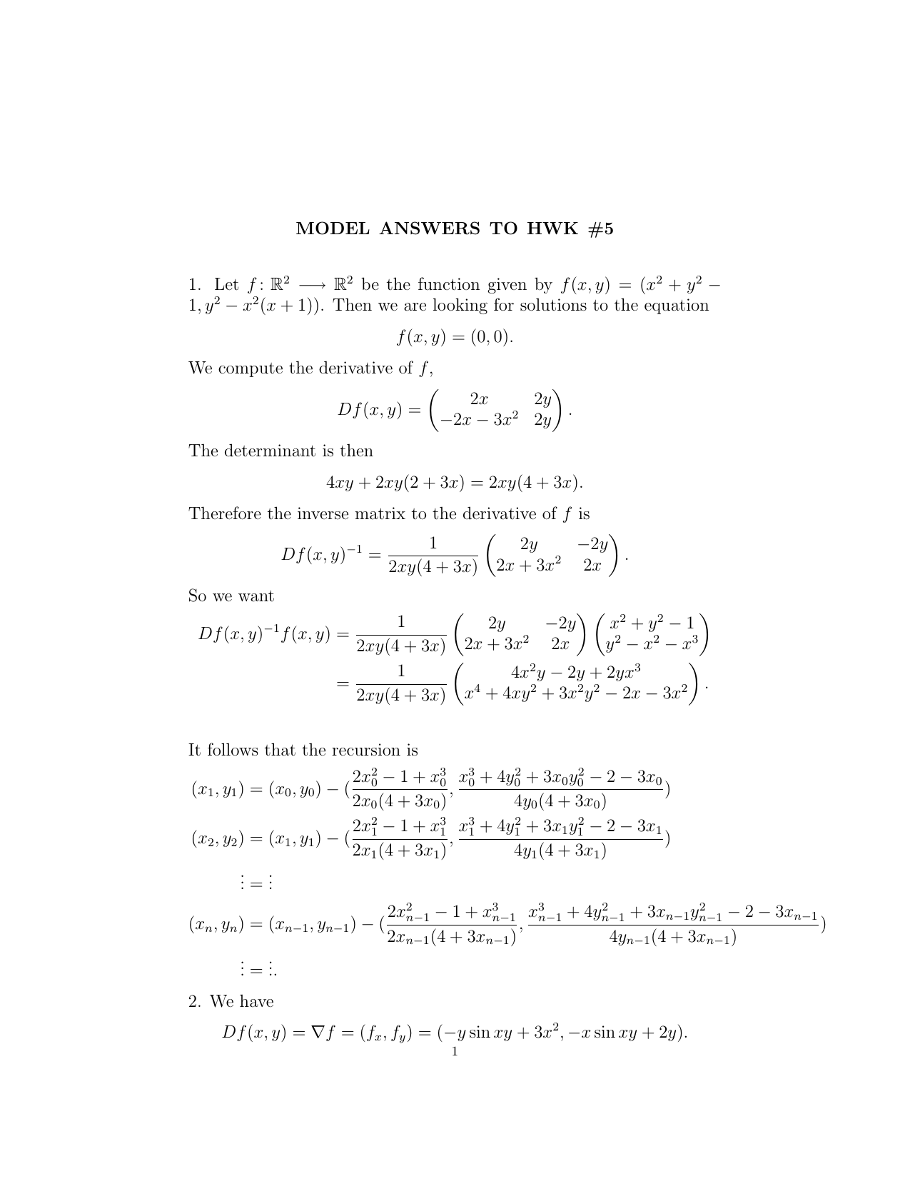 Model Answers To Hwk 5 1