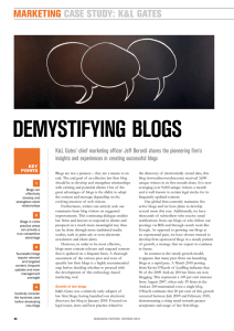 Demystifying Blogs  MARKETING CAsE sTudy: K&amp;L GATEs