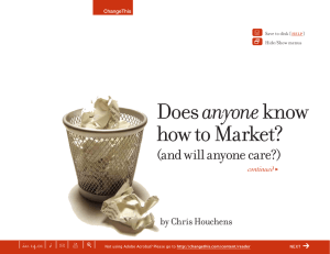 anyone how to Market? (and will anyone care?)