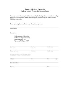 Eastern Michigan University Undergraduate Transcript Request Form