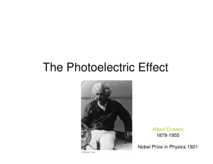 The Photoelectric Effect Albert Einstein 1879-1955 Nobel Prize in Physics 1921