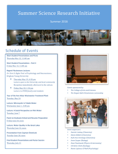 Summer	Science	Research	Initiative Schedule	of	Events Summer	2016