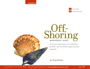 Oﬀ- Shoring | f
