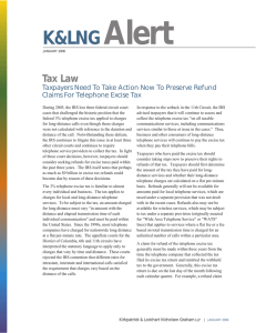 Alert K&amp;LNG Tax Law Taxpayers Need To Take Action Now To Preserve Refund