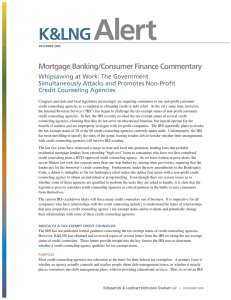 Alert K&amp;LNG Mortgage Banking/Consumer Finance Commentary