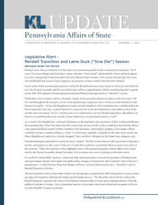 UPDATE Pennsylvania Affairs of State Legislative Alert -