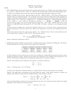 PHGN341: Thermal Physics Exam II - April 13, 2012 NAME: