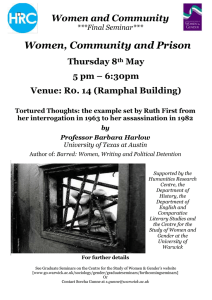 Women, Community and Prison Women and Community Thursday 8