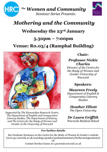 Mothering and the Community Women and Community Wednesday the 23 January