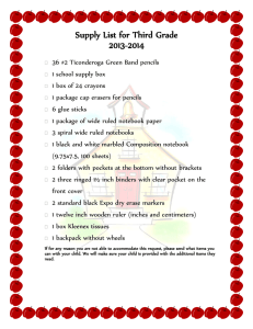 Supply List for Third Grade 2013-2014