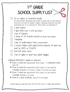 1 Grade School Supply List st