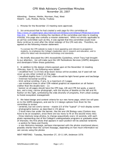 CFR Web Advisory Committee Minutes November 20, 2007