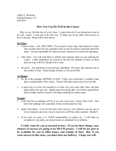 How You Can Do Well in this Course