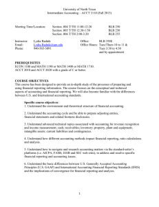 University of North Texas Intermediate Accounting – ACCT 3110 (Fall 2013)