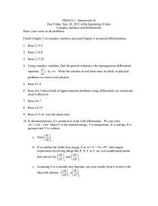 PHGN311   Homework #4 Complex numbers and Differentials