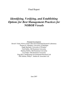 Identifying, Verifying, and Establishing Options for Best Management Practices for NOBOB Vessels