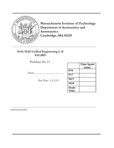 Massachusetts Institute of Technology Department of Aeronautics and Astronautics Cambridge, MA 02139