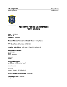 Ypsilanti Police Department PRESS RELEASE