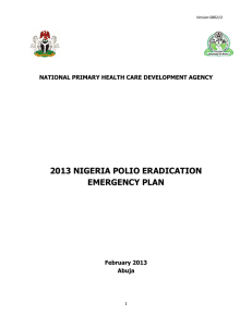 2013 NIGERIA POLIO ERADICATION EMERGENCY PLAN  NATIONAL PRIMARY HEALTH CARE DEVELOPMENT AGENCY