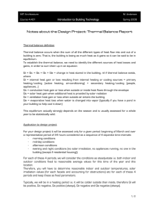 Notes about the Design Project: Thermal Balance Report