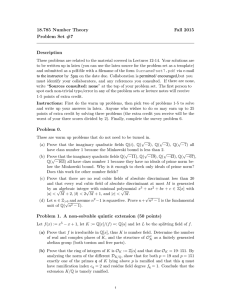 18.785 Number Theory Fall 2015 Problem Set #7 Description