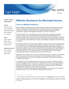 Website Disclosure for Municipal Issuers Focus on Website Disclosure