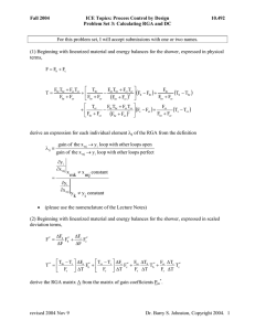 Fall 2004 ICE Topics: Process Control by Design 10.492