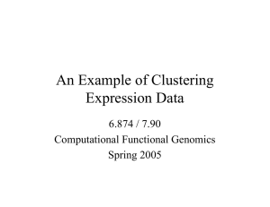 An Example of Clustering Expression Data 6.874 / 7.90 Computational Functional Genomics