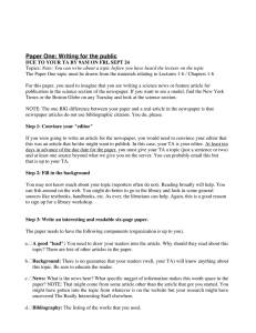 Science News Article Assignment: Writing for the Public