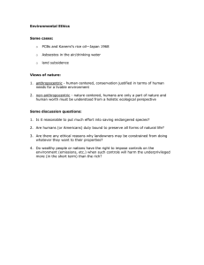 Environmental Ethics Some cases: Views of nature: