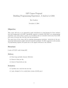 IAP  Course  Proposal Objective Ben  Vandiver