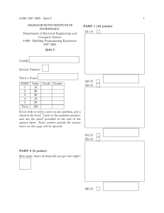 1 6.090,  IAP,  2005—Quiz  I MASSACHUSETTS INSTITUTE OF