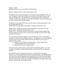 October 25, 2005 Melting of silicates with water (SUBDUCTION ZONES)