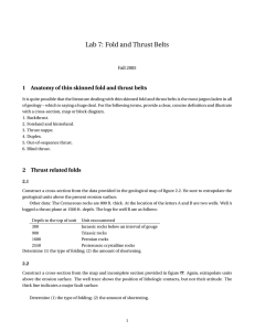 Lab 7: Fold and Thrust Belts 1 Fall 2005