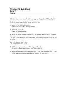 Physics 416 Quiz Sheet Quiz 17 Name: ___________________________________