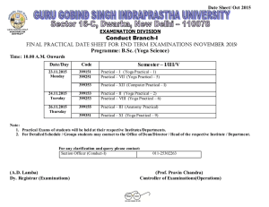 Conduct Branch-I Programme: B.Sc. (Yoga Science) Semester – I/III/V