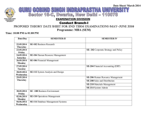 Proposed THEORY Date Sheet for End Term Examinations (MAY-June 2014) for Programme: MBA (SEM)