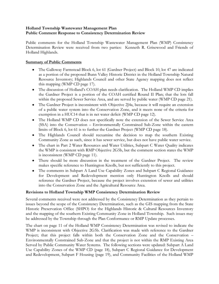 Holland Township Wastewater Management Plan