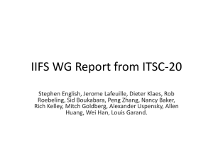 IIFS WG Report from ITSC-20