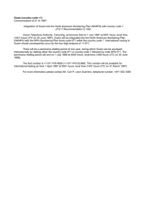Guam (country code +1) Communication of 21.IV.1997: