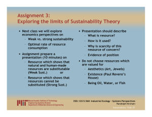 Assignment 3: Exploring the limits of Sustainability Theory •