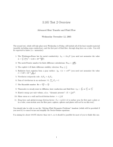 3.185 Test 2 Overview Advanced Heat Transfer and Fluid Flow