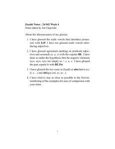 Zazaki Notes : 24.942 Week 4 Notes taken by Jon Gajewski