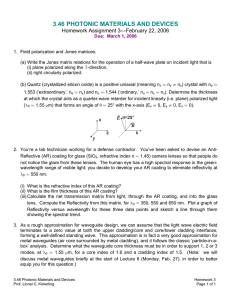 3.46 PHOTONIC MATERIALS AND DEVICES Homework Assignment 3—February 22, 2006