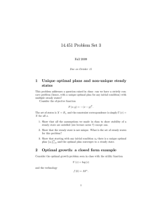 14.451 Problem Set 3 1 Unique optimal plans and non-unique steady states