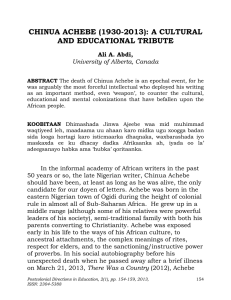 CHINUA ACHEBE (1930-2013): A CULTURAL AND EDUCATIONAL TRIBUTE Ali A. Abdi,