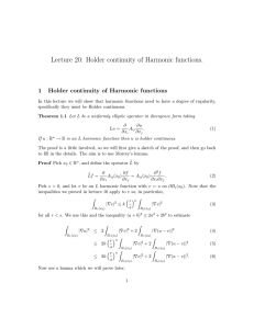 Lecture 20:  Holder continuity of Harmonic functions. 1