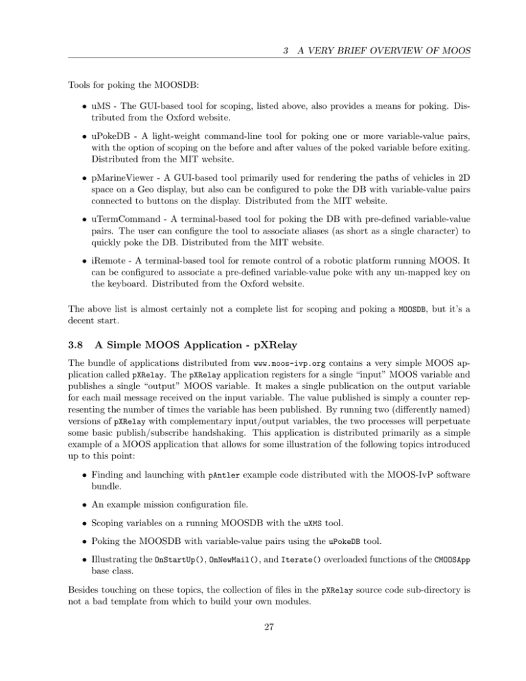MOOS Overview: Tools & pXRelay Application
