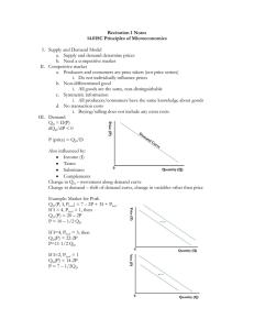 Recitation 1 Notes 14.01SC Principles of Microeconomics
