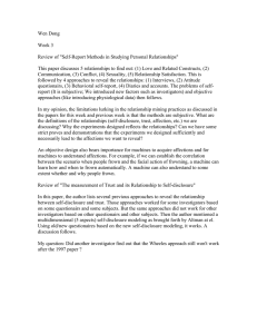 Wen Dong Week 3 Review of &#34;Self-Report Methods in Studying Personal Relationships&#34;